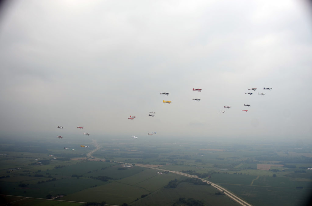 Formation flight into Oshkosh.