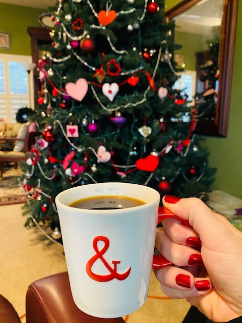 Coffee cup and Valentine's tree