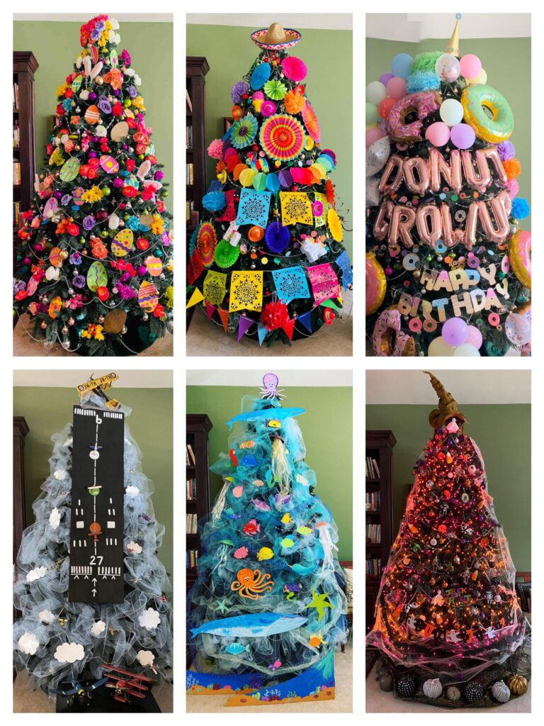 A collection of holiday trees