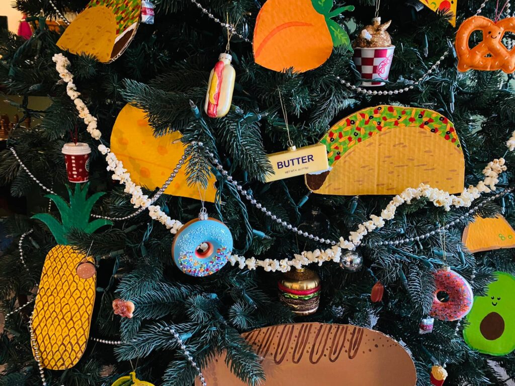 Christmas tree with food decoration